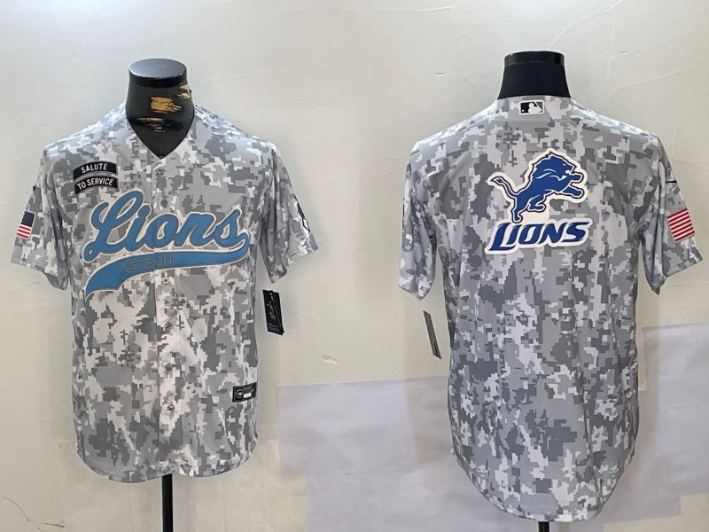 Men Detroit Lions Blank Nike Arctic Camo 2024 Salute to Service Limited NFL Jersey style 2